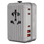 Levelo Roamiversal 2400W Luggage Design Travel Adapter - Aluminum Silver