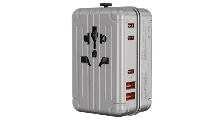 Levelo Roamiversal 2400W Luggage Design Travel Adapter - Aluminum Silver