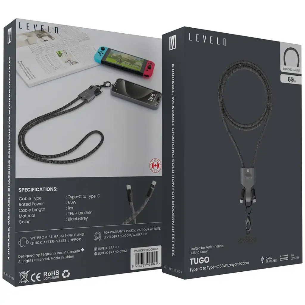 Levelo Tugo Type-C to Type-C 60W Lanyard Cable