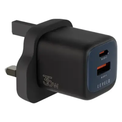 Levelo Vero GaN Double Port Adapter 20W with Type-C to Type-C Cable - Black / Blue