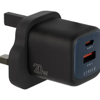 Gadget Pulse Kenya 4 Levelo Vero GaN Double Port Adapter 20W - Black / Blue