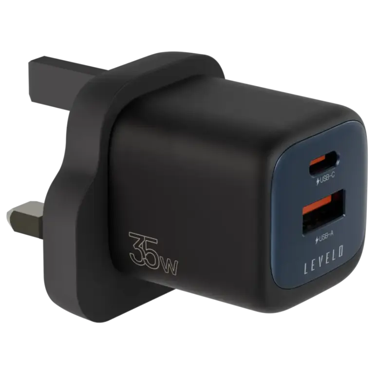 Levelo Vero GaN Double Port Adapter 35W - Black / Blue