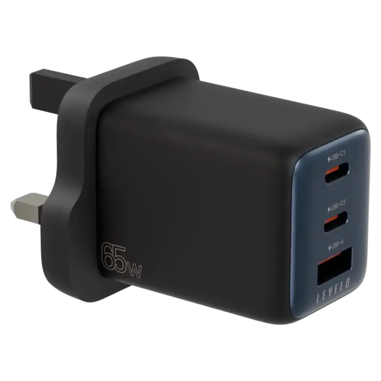 Levelo Vero GaN Double Port Adapter 65W - Black / Blue