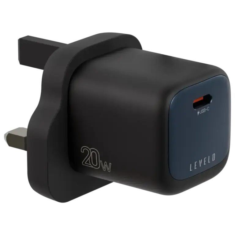 Levelo Vero GaN Single Port Adapter 20W - Black / Blue