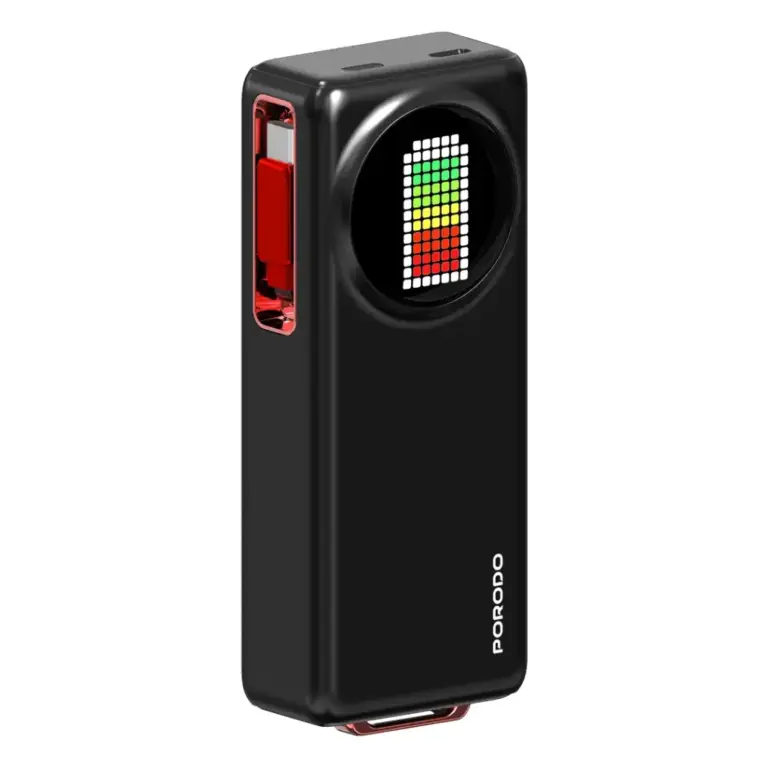 Porodo 10000mAh Animated Display Power Bank 68Cm Retractable Type-C