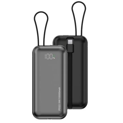 Porodo 10000mAh Power Bank Dual Built-In Cables Fast Charging