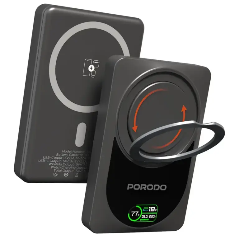Porodo 10000mAh Qi2 Wireless Power Bank - Dark Gray