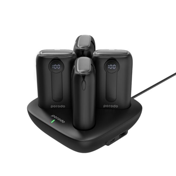 Porodo 10000mAh | 4 Power Bank Station Lightning & Type-C Integrated Cable