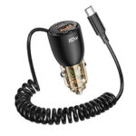 Porodo 110W Transparent Dual Port Car Charger with USB-C Cable USB-A+USB-C