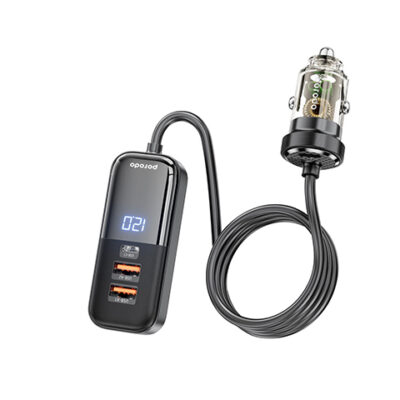 Porodo 120W Transparent Multi Port Car Charger with Rear Expansion