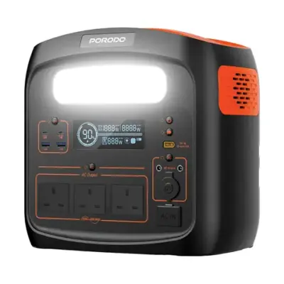Porodo 1500W Forcebase Portable Power Station - Black/Orange