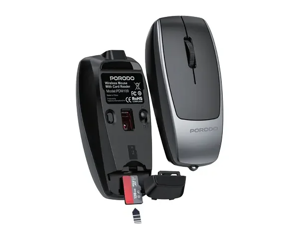 Porodo 1600DPI Wireless Mouse with Card Reader