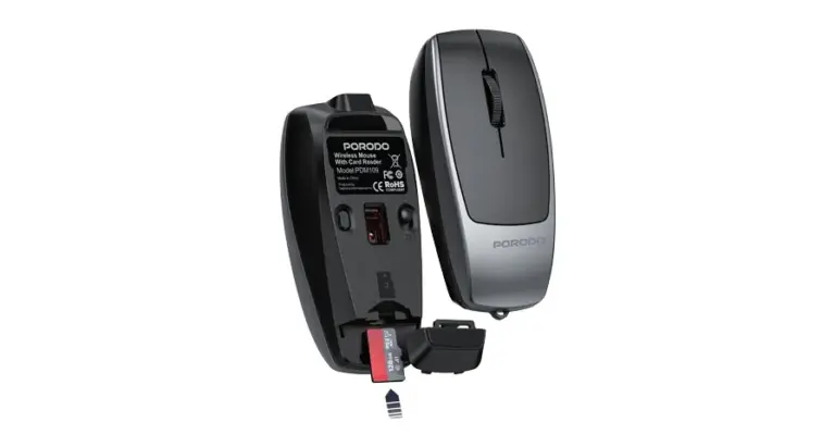 Porodo 1600DPI Wireless Mouse with Card Reader