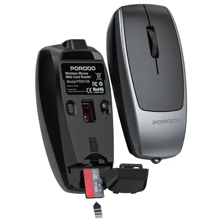 Porodo 1600DPI Wireless Mouse with Card Reader