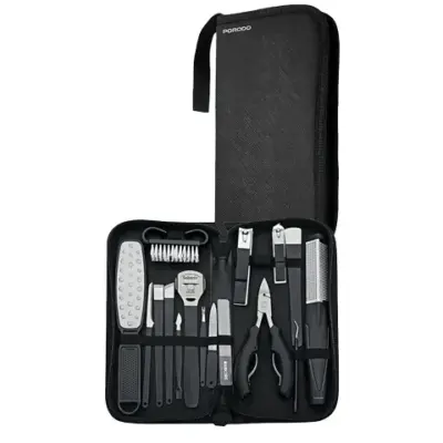 Porodo 16-In-1 Portable Nail Clipper Set for Manicure & Pedicure