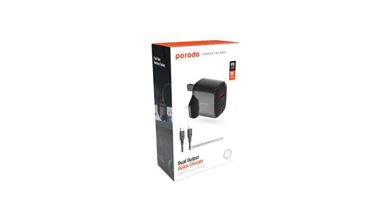 Porodo 20W+QC USB A+C Charger UK with C-Lightning 1.2M Cable