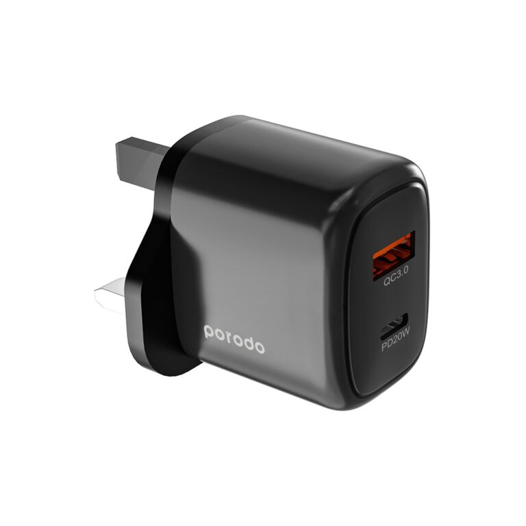 Porodo 20W+QC USB A+C Charger UK with C-Lightning 1.2M Cable