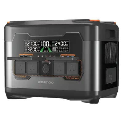 Porodo 2400W Forcebase Portable Power Station - Black/Orange
