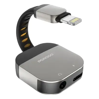 Porodo 2-In-1 Adapter Lightning To 3.5mm Aux Audio & Charging