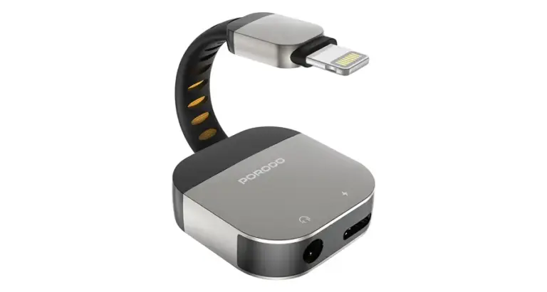 Porodo 2-In-1 Adapter Lightning To 3.5mm Aux Audio & Charging