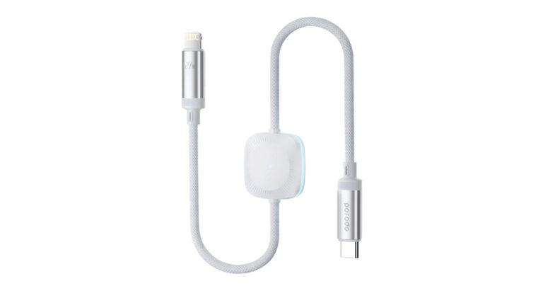 Porodo 2 in 1 C-L 27W Cable with Wireless Watch Charger 1.2M- White