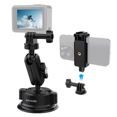 Porodo 2 in 1 Mobile and Camera Mount with Suction Base