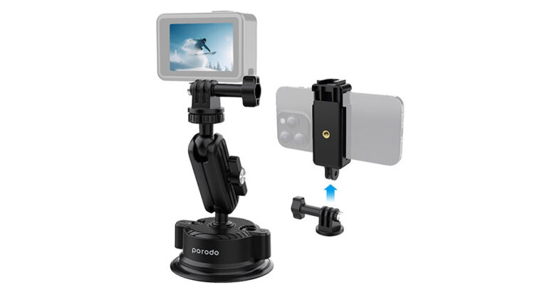 Porodo 2 in 1 Mobile and Camera Mount with Suction Base