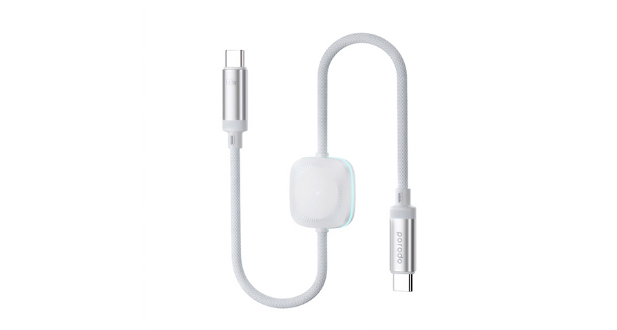 Porodo 2 in 1 USB-C to USB-C 60W Cable with Wireless Watch Charger 1.2M