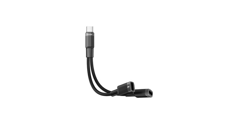 Porodo 2in1 Lightning to 2*Type C Jack Headphone and Charging Converter Adapter