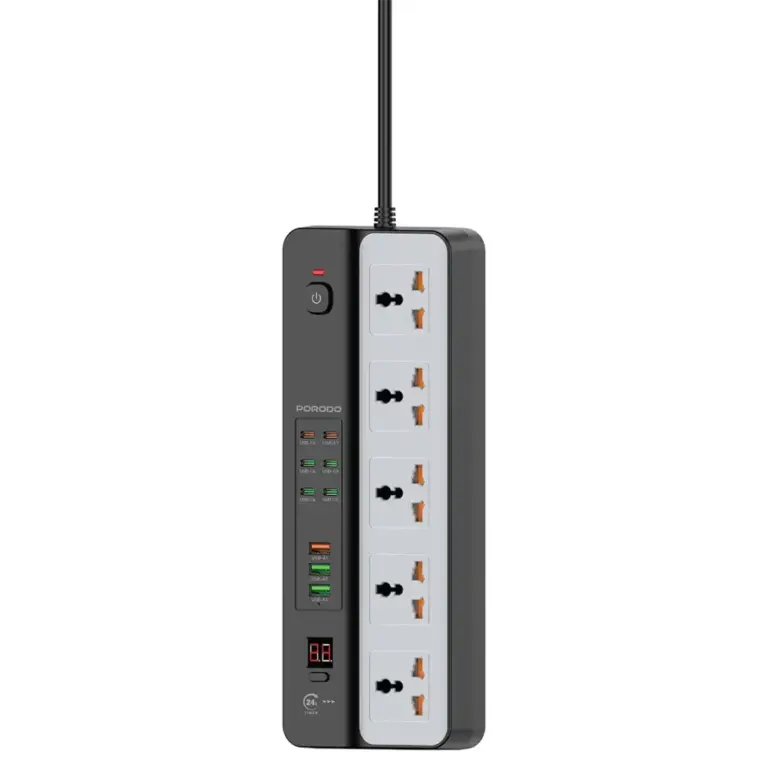 Porodo 3000W | 5AC Universal Power Strip with 9 USB Ports (6C + 3A)