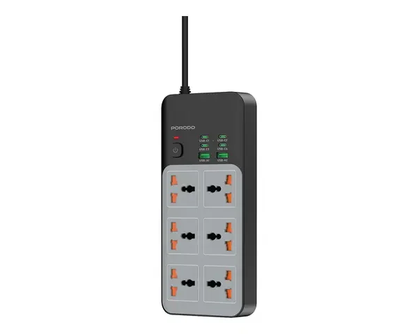 Porodo 3000W | 6AC Universal Power Strip with 6 USB Ports (4C + 2A)