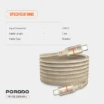 Porodo 30W Type-C to Lightning Magnetic Braided Cable 3M