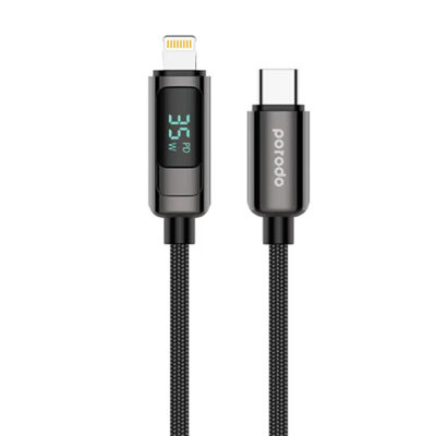 Porodo 35W Braided C to Lightning cable Watts display