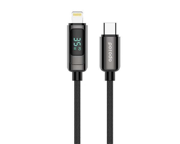 Porodo 35W Braided C to Lightning cable Watts display