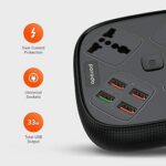 Porodo 3 USB Port 3A + 1 QC 3.0 with 3 Universal Power Sockets 10A