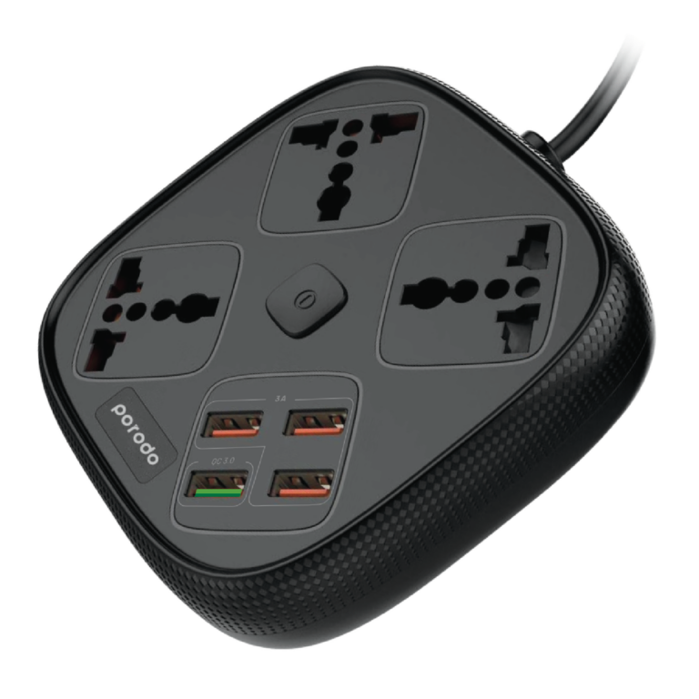 Porodo 3 USB Port 3A + 1 QC 3.0 with 3 Universal Power Sockets 10A
