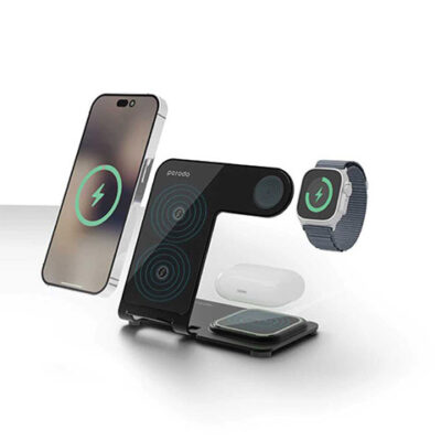 Porodo 3 in 1 Dual Coil Wireless Charging Dock 15W PD 20W