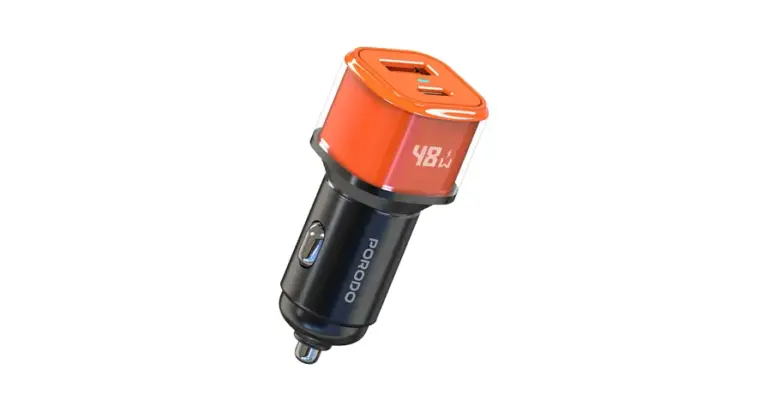 Porodo 48W Averin Multi-Port Car Charger with Aluminum Alloy Housing - Orange