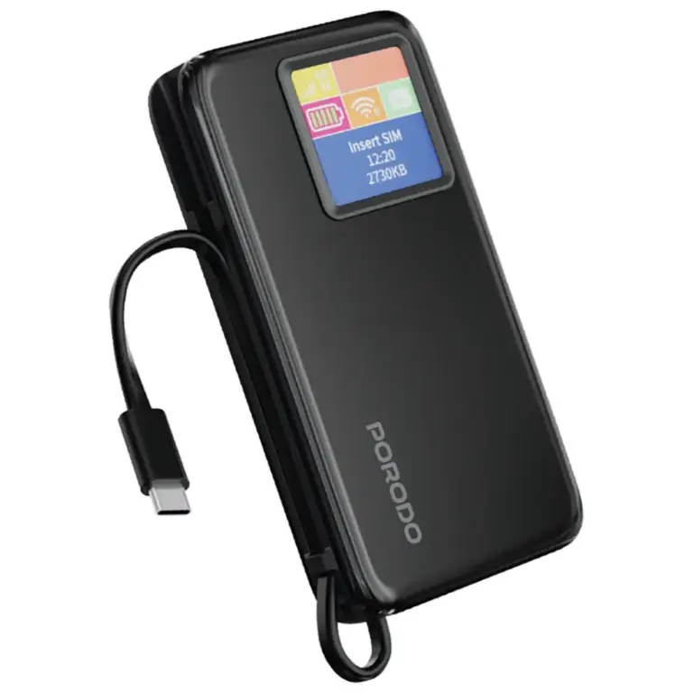 Porodo 4G LTE | WiFi 6 Pocket Router with 10000mAh Power Bank