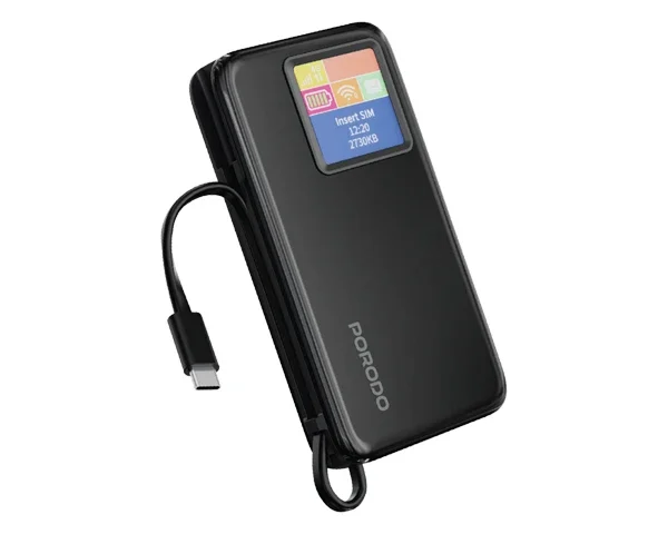 Porodo 4G LTE | WiFi 6 Pocket Router with 10000mAh Power Bank