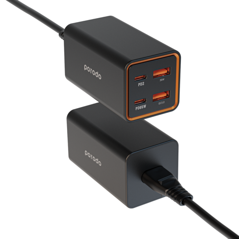 Porodo 4 Ports GaN Desktop Charger PD 65W