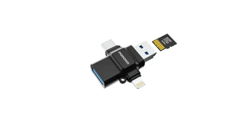 Porodo 4-in-1 OTG Adapter, TF Card Reader