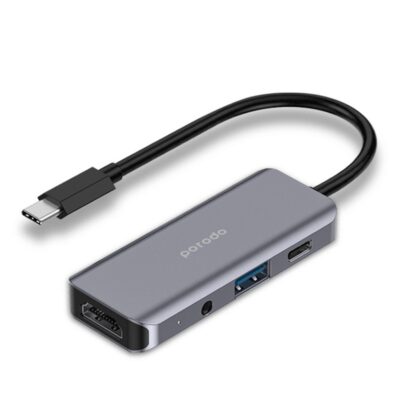 Porodo 4in1 USB-C Hub Type-C PD 100W HDMI USB 3.5mm Aux