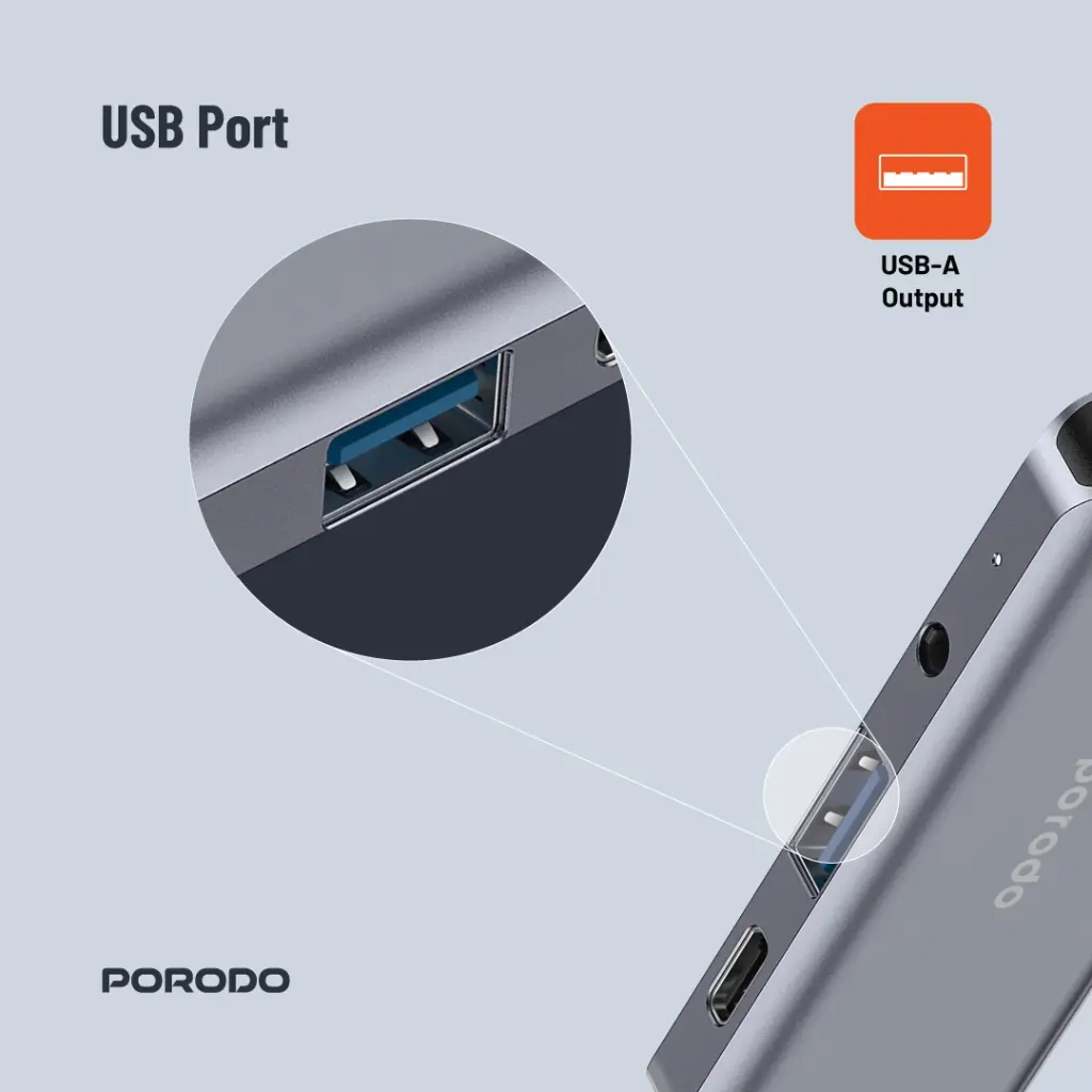Porodo 4in1 USB-C Hub Type-C PD 100W HDMI USB 3.5mm Aux