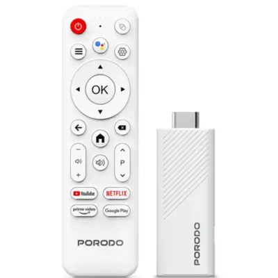 Porodo 4k Android Smart Streaming TV Stick with Google Assistant & Voice Control
