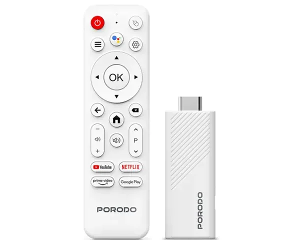 Porodo 4k Android Smart Streaming TV Stick with Google Assistant & Voice Control