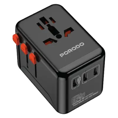 Porodo 5Gbps USB HUB Universal Travel Adapter 65W GaN Charger