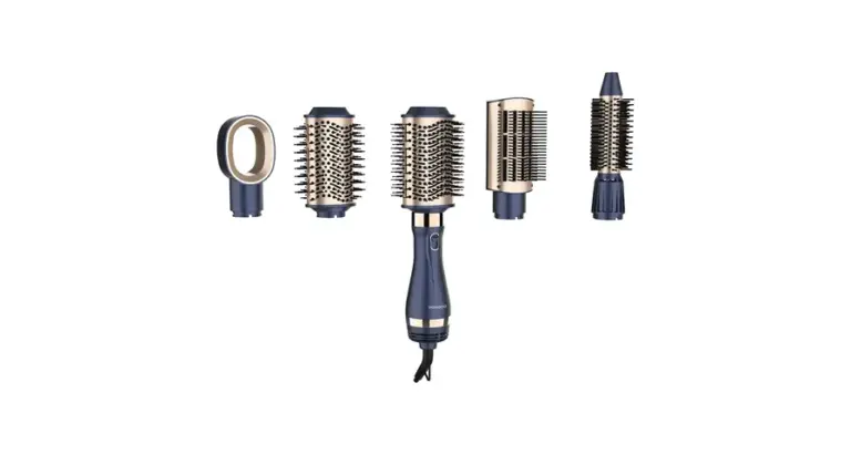 Porodo 5-In-1 Hot Air Brush Styling Set with Straightening & Curling Tool - Blue & Gold