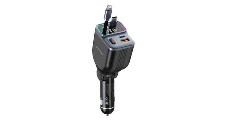 Porodo 65W Car Charger Dual Retractable Cable