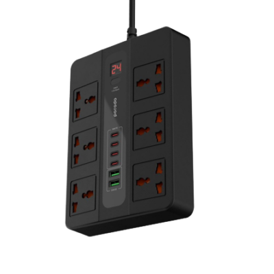 Porodo 6 AC 2 USB-A 24W & 4 USB-C PD 36W Multi-Port Super Hub 3M 3000W UK